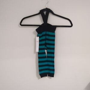 Striped Black and Teal Baby Overalls 9-12 Months Nwt